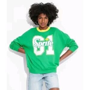 Sprite Size XS Soda 61 Graphic Sweatshirt Crew Neck Dolman Green Yellow NEW